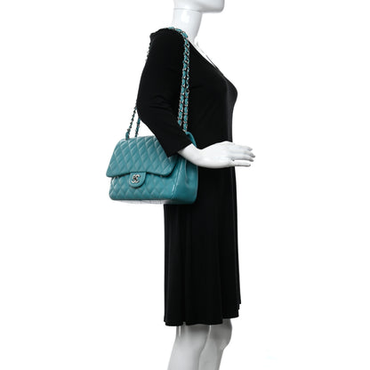 Chanel Lambskin Quilted Jumbo Double Flap Turquoise 1 of 13