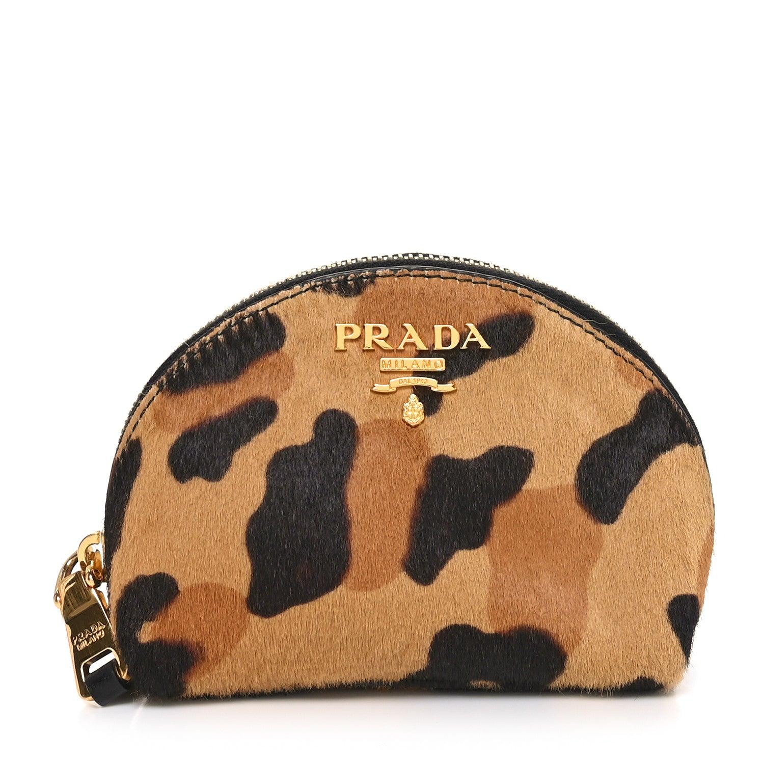 Prada Calf Hair Leopard Print Coin Purse Miele 1 of 9