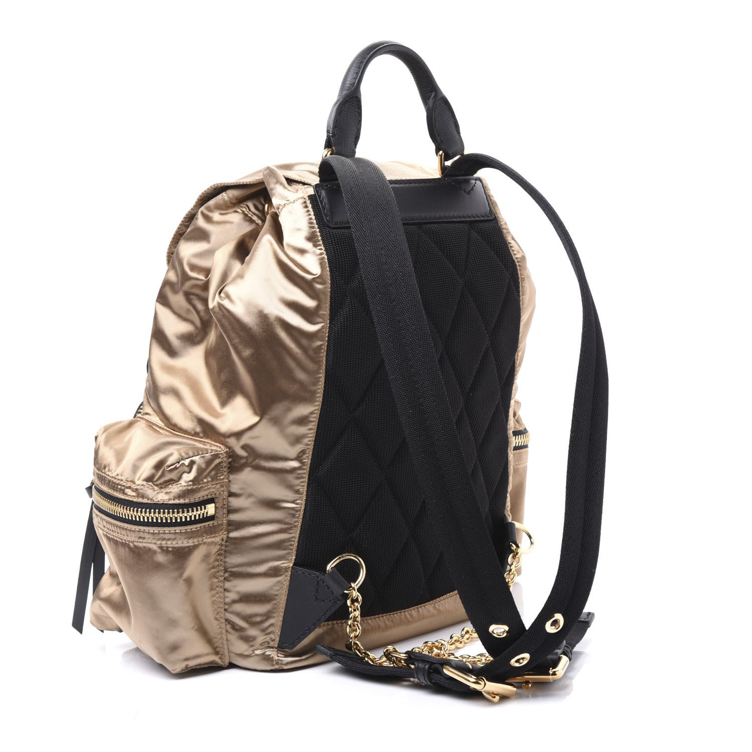 Burberry Metallic Satin Nylon Medium Rucksack Backpack Gold 2 of 8