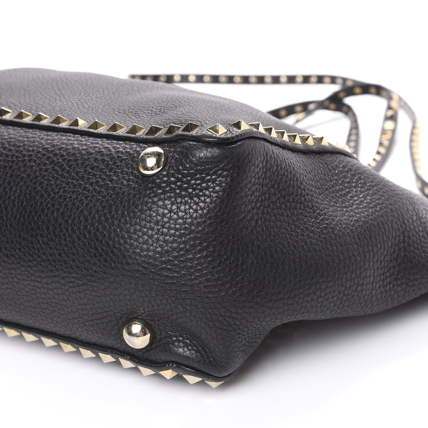 Pebbled Calfskin Medium Rockstud Tote Black
