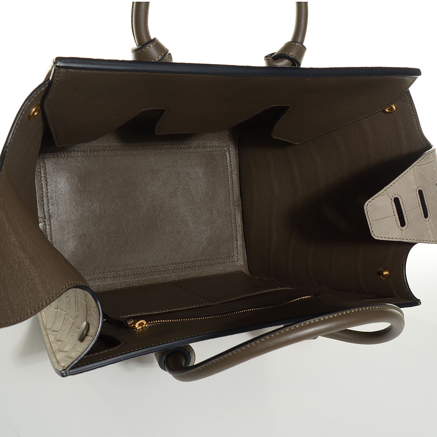 Celine Crocodile Embossed Nubuck Small Tie Knot Tote Dark Grey 10 of 14