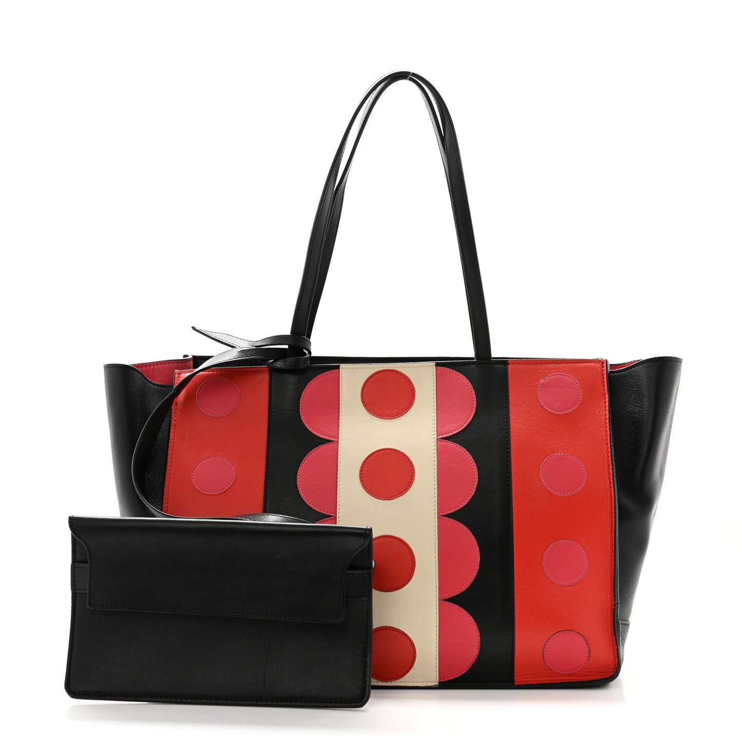 Calfskin Carmen Medium Tote Black Deep Rose