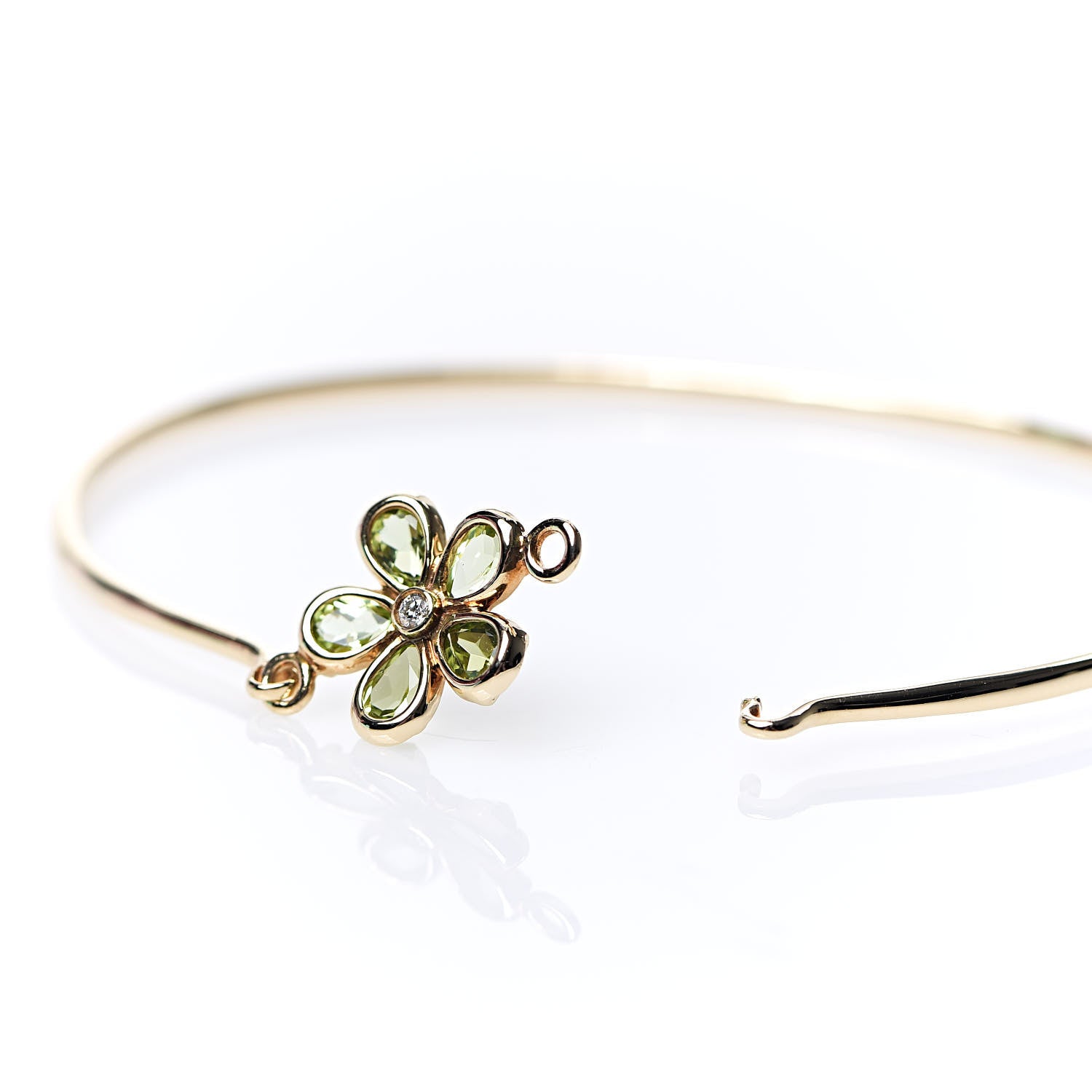 Tiffany 18K Yellow Gold Peridot Diamond Sparklers Flower Bracelet 4 of 5