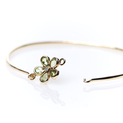 Tiffany 18K Yellow Gold Peridot Diamond Sparklers Flower Bracelet 4 of 5