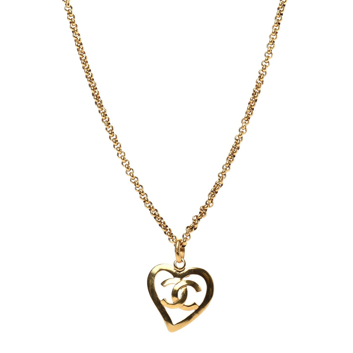 CC Heart Chain Pendant Necklace Gold