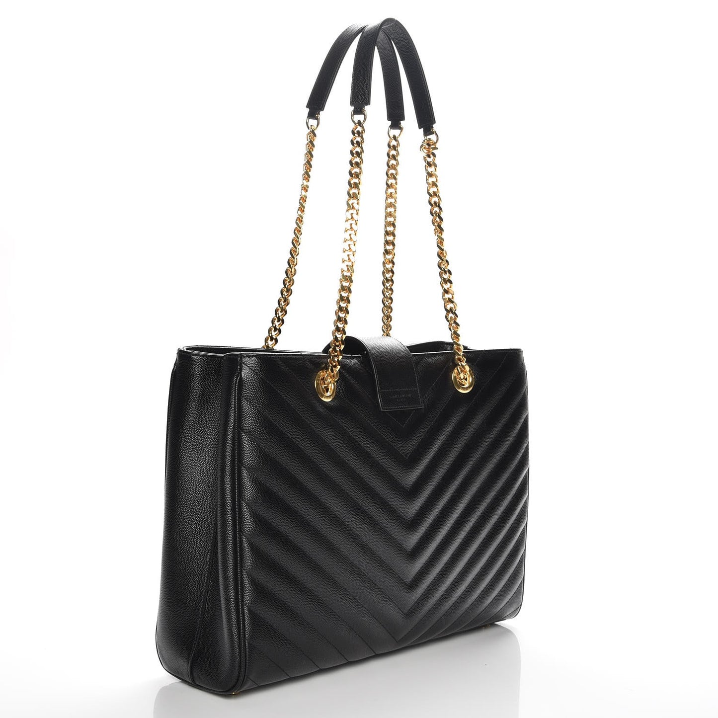 Grain De Poudre Matelasse Chevron Monogram Shopping Bag Black