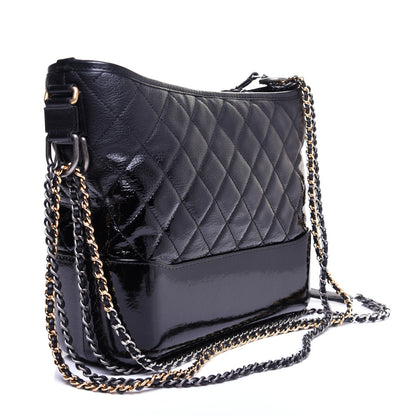 Chanel Patent Goatskin Quilted Medium Gabrielle Hobo Black 3 of 14