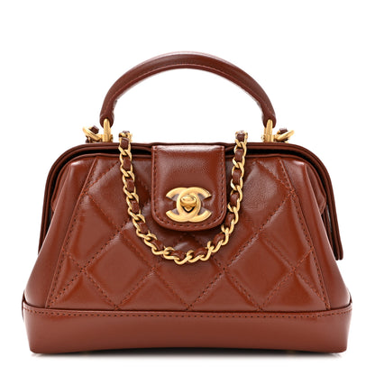Chanel Shiny Lambskin Quilted Mini Cocodoc Top Handle Bag Brown 1 of 12