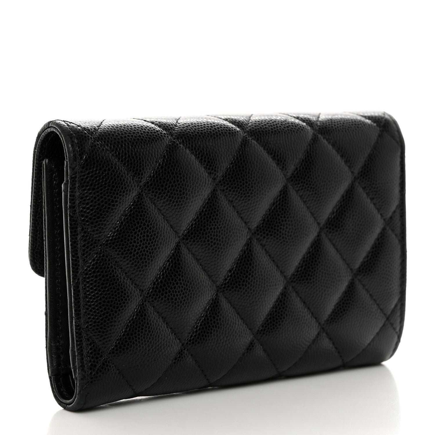 Chanel Caviar Quilted Crystal CC Medium Flap Wallet Black 3 of 9