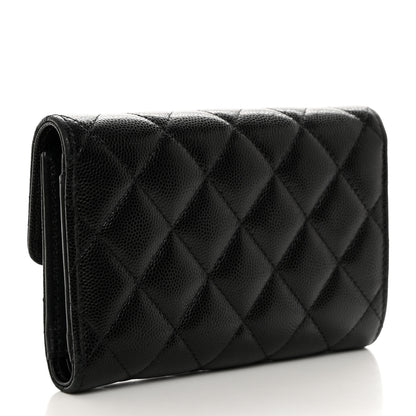 Chanel Caviar Quilted Crystal CC Medium Flap Wallet Black 3 of 9