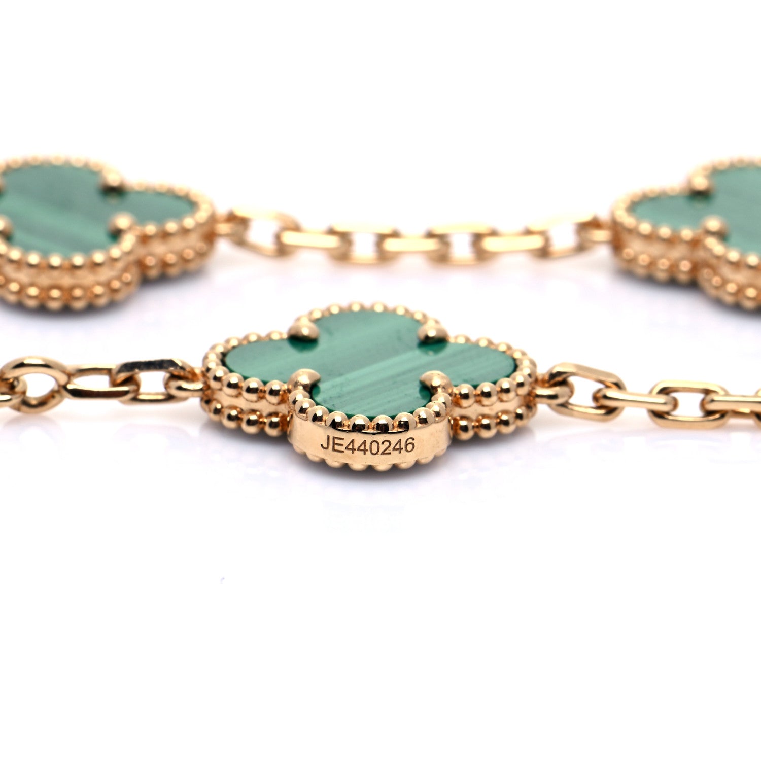 Van Cleef & Arpels 18K Yellow Gold Malachite 5 Motifs Vintage Alhambra Bracelet 6 of 7