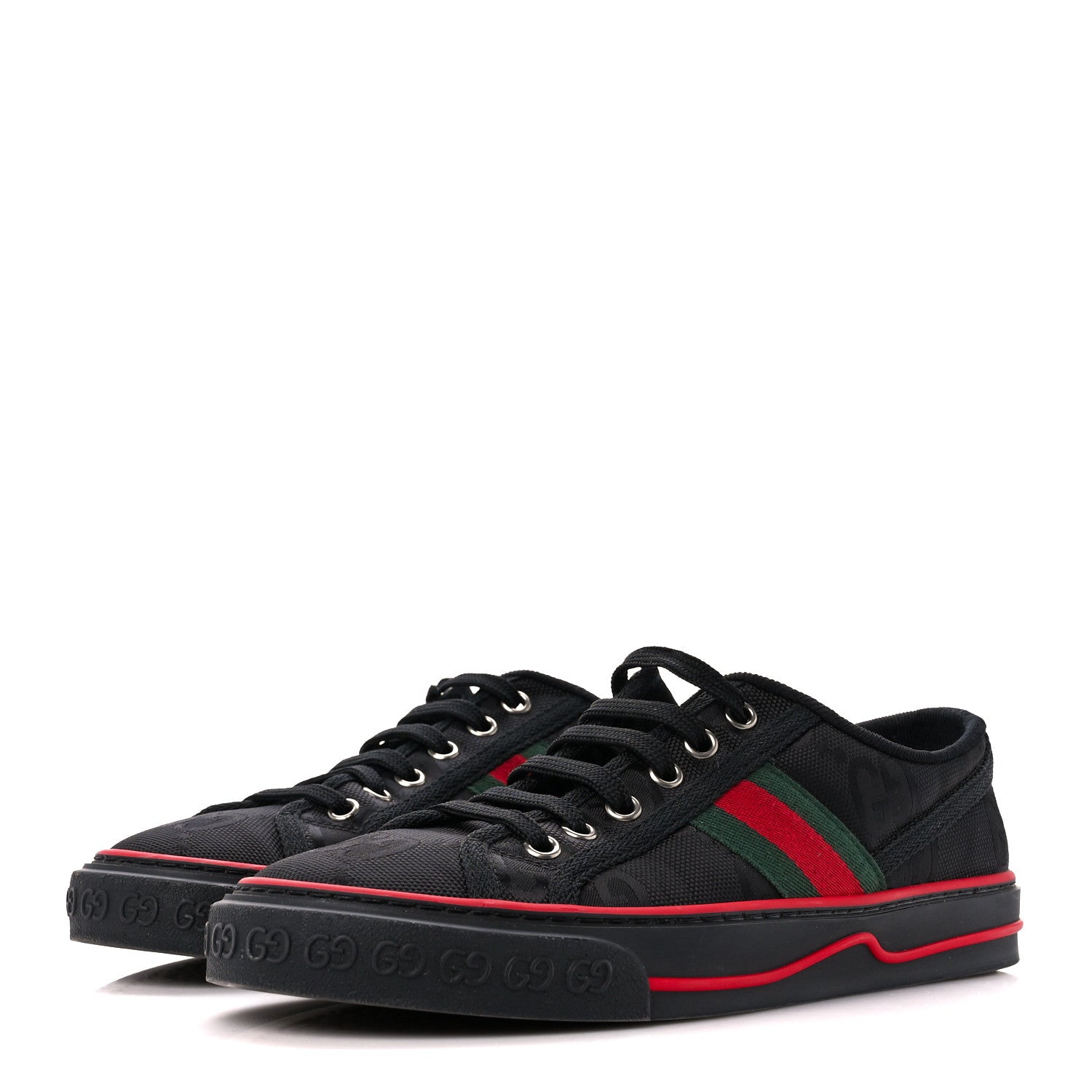 Gucci Econyl Nylon Web Monogram Off The Grid Womens 1977 Tennis Sneakers 37.5 Black 3 of 9