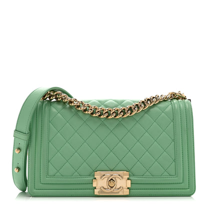 Chanel Calfskin Quilted Medium Boy Flap Green 1 of 11