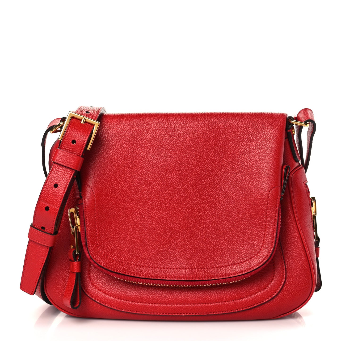 Grained Calfskin Medium Jennifer Crossbody Red