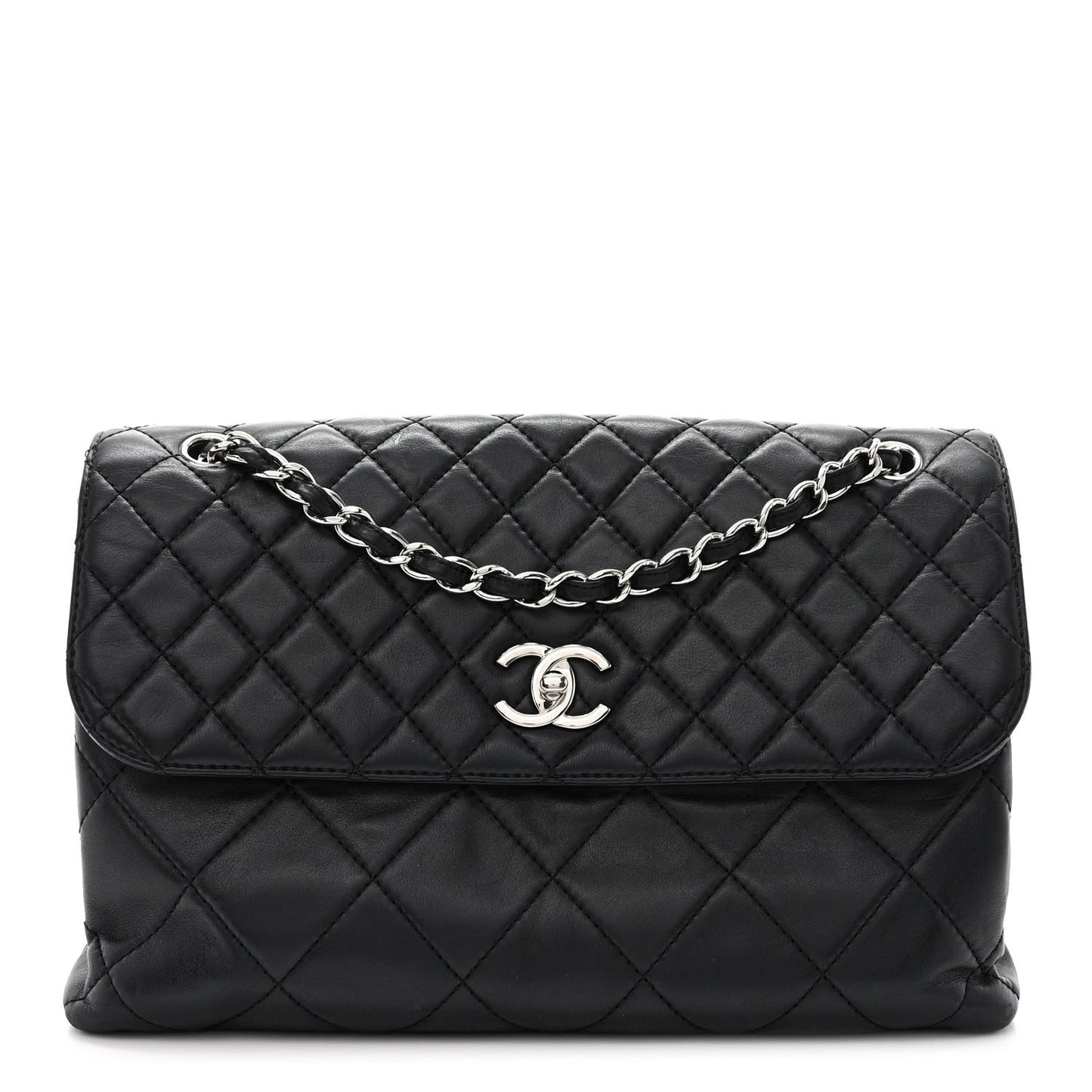 Calfskin Quilted In the Business Flap Bag Black