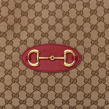 Gucci Monogram New Sakai Calfskin Lux Horsebit 1955 Tote Bag Beige Ebony New Cherry Red 8 of 13