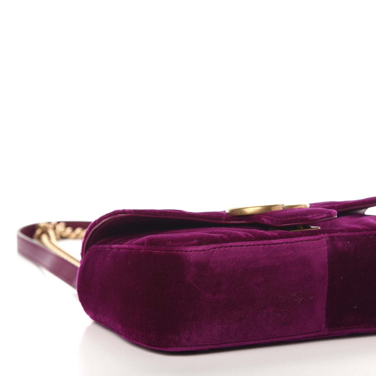 Velvet Matelasse Mini GG Marmont Shoulder Bag Fuchsia Violet Cyclamen