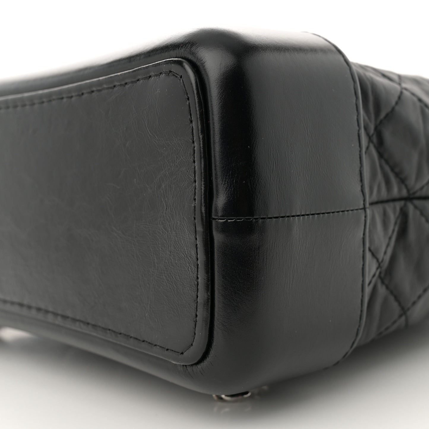 Aged Calfskin Quilted Gabrielle Backpack Black