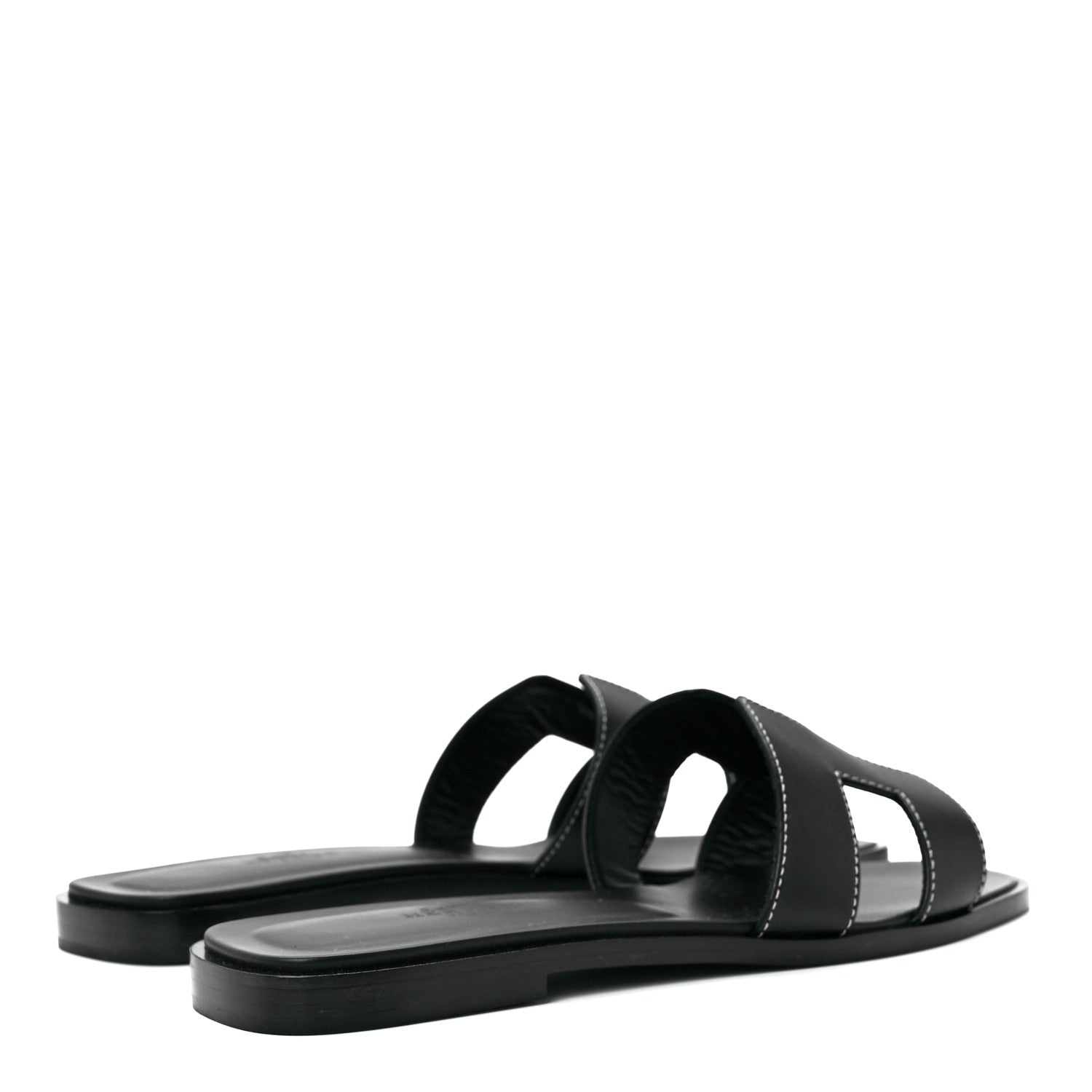 Hermes Box Calfskin Oran Sandals 37 Black 4 of 9