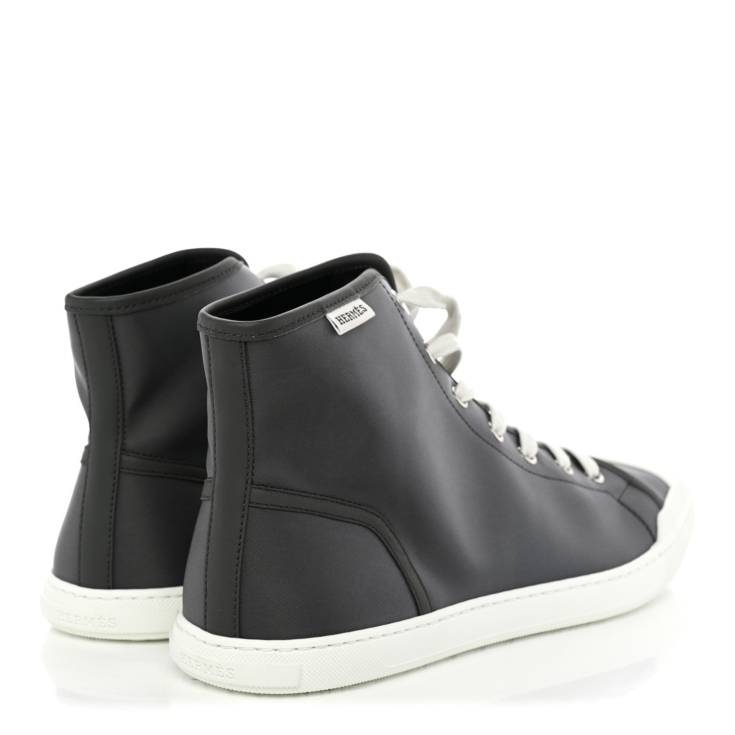 Hermes Nylon Mens Express High Top Sneaker 44 Gris Meyer White 5 of 10