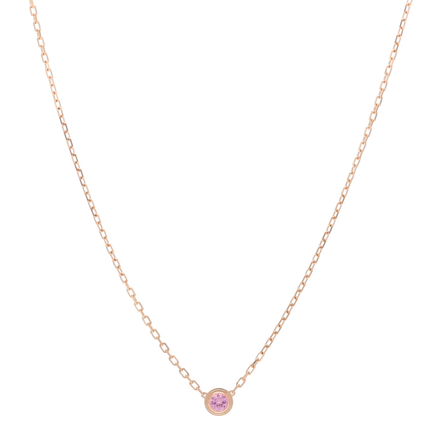 18K Pink Gold Pink Sapphire D'Amour Pendant Necklace