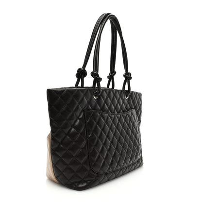 Chanel Calfskin Quilted Large Cambon Tote Brown Beige 3 of 10