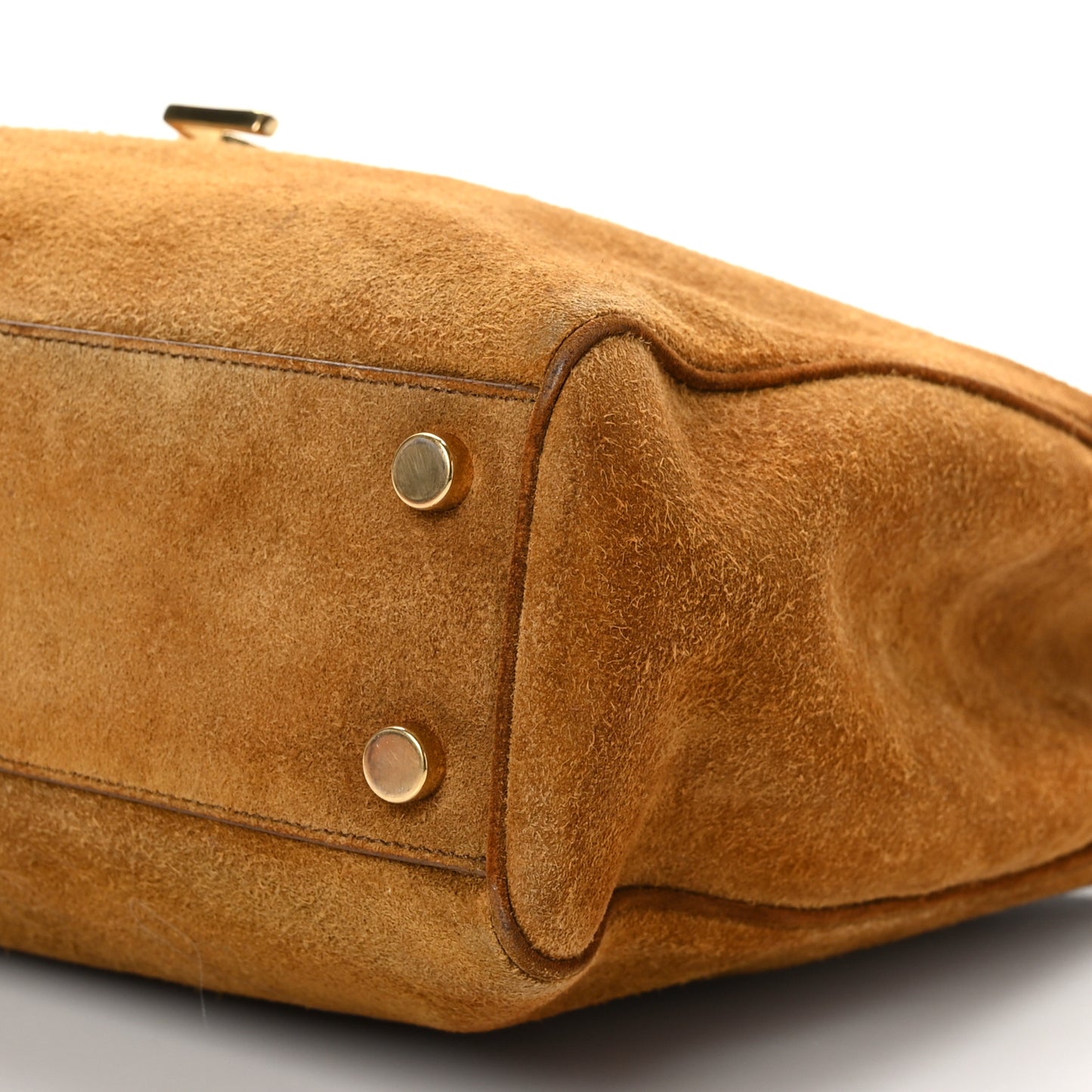 Suede Monogram Shopping Tote Light Ochre