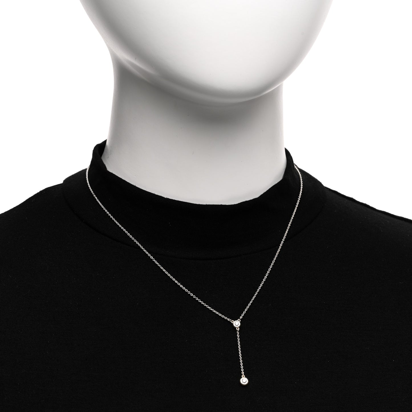 Sterling Silver Diamond Elsa Peretti Diamonds by the Yard Y Drop Pendant Necklace