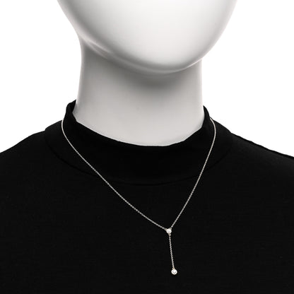 Tiffany Sterling Silver Diamond Elsa Peretti Diamonds by the Yard Y Drop Pendant Necklace 2 of 4