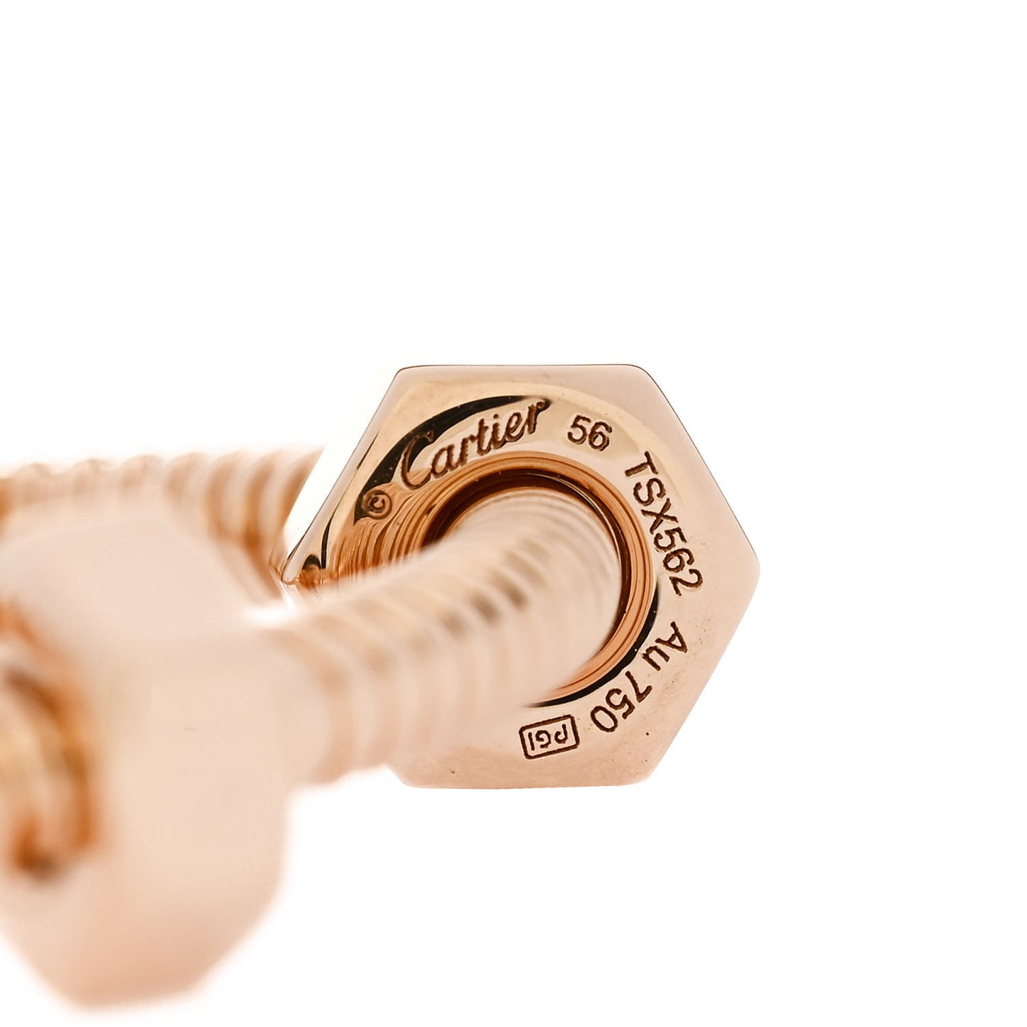 18K Pink Gold Ecrou De Cartier Ring 56 7.5