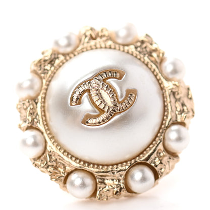 Chanel Pearl CC Round Earrings Light Gold 4 of 4