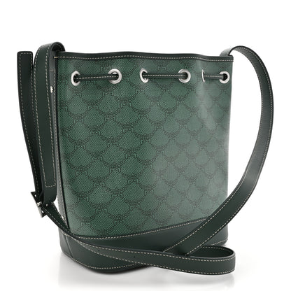 MCM Lauretos Spanish Calfskin Medium Himmel Drawstring Bucket Bag Forest Green 4 of 11