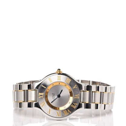 Cartier Stainless Steel 18K Yellow Gold 31mm Must De 21 Quartz Watch 3 of 6