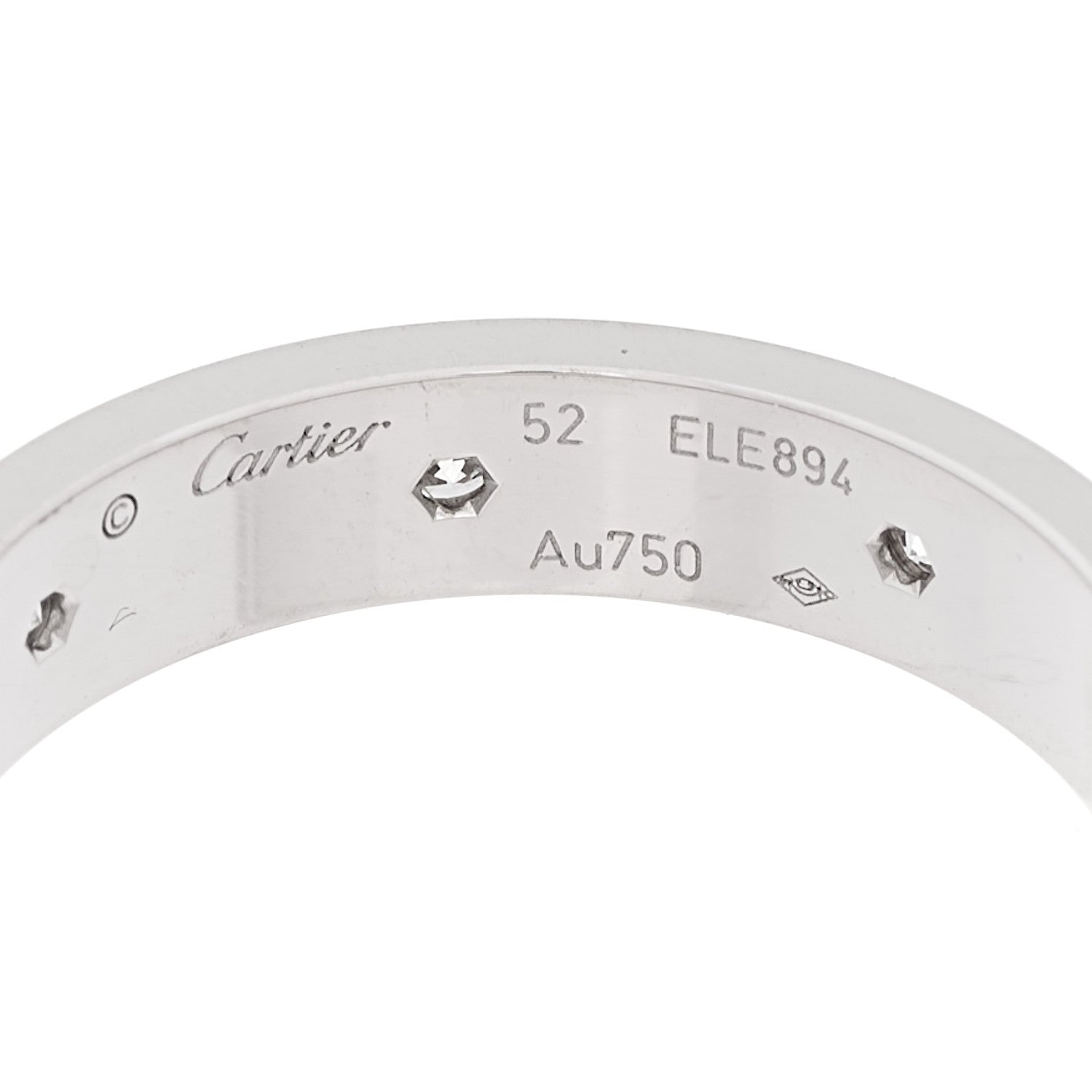 Cartier 18K White Gold 8 Diamond 4mm Wedding Band LOVE Ring 52 6 4 of 4