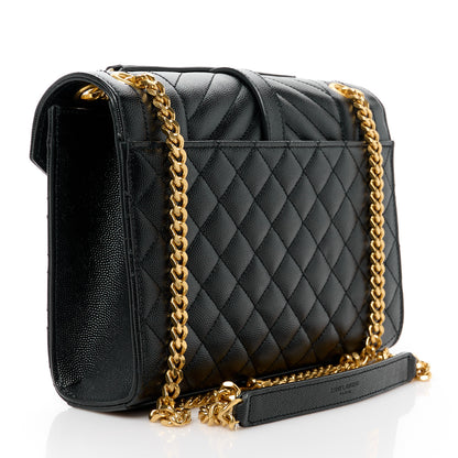 Saint Laurent Grain De Poudre Textured Mixed Matelasse Triquilt Medium Monogram Satchel Black 3 of 11