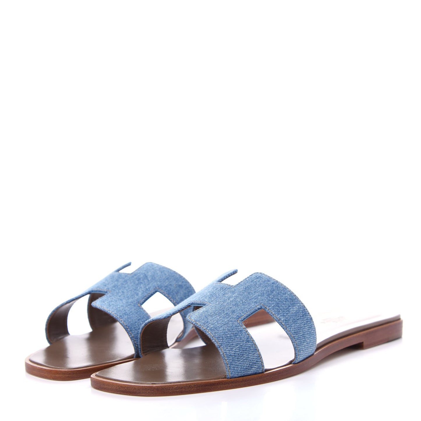 Denim Canvas Oran Sandals 39 Bleu Clair