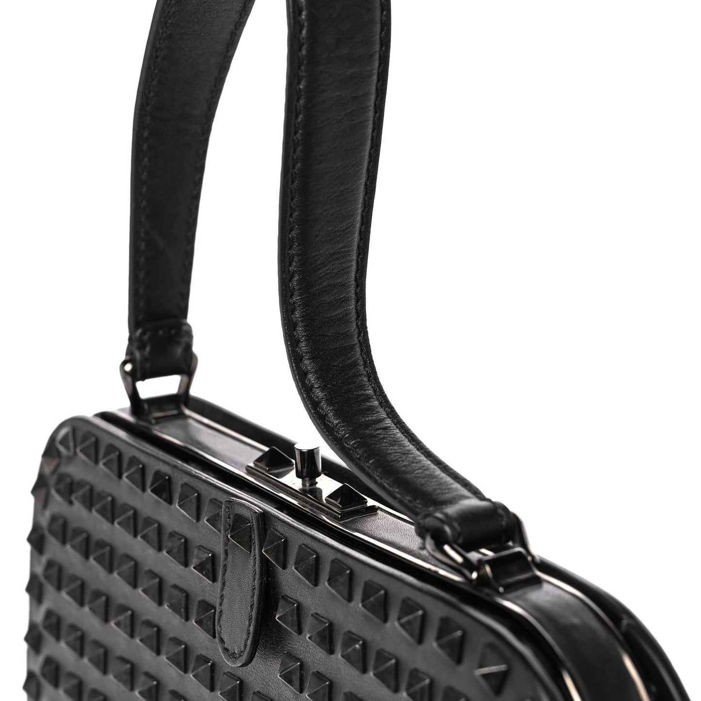Vitello Rockstud All Over Top Handle Bag Black