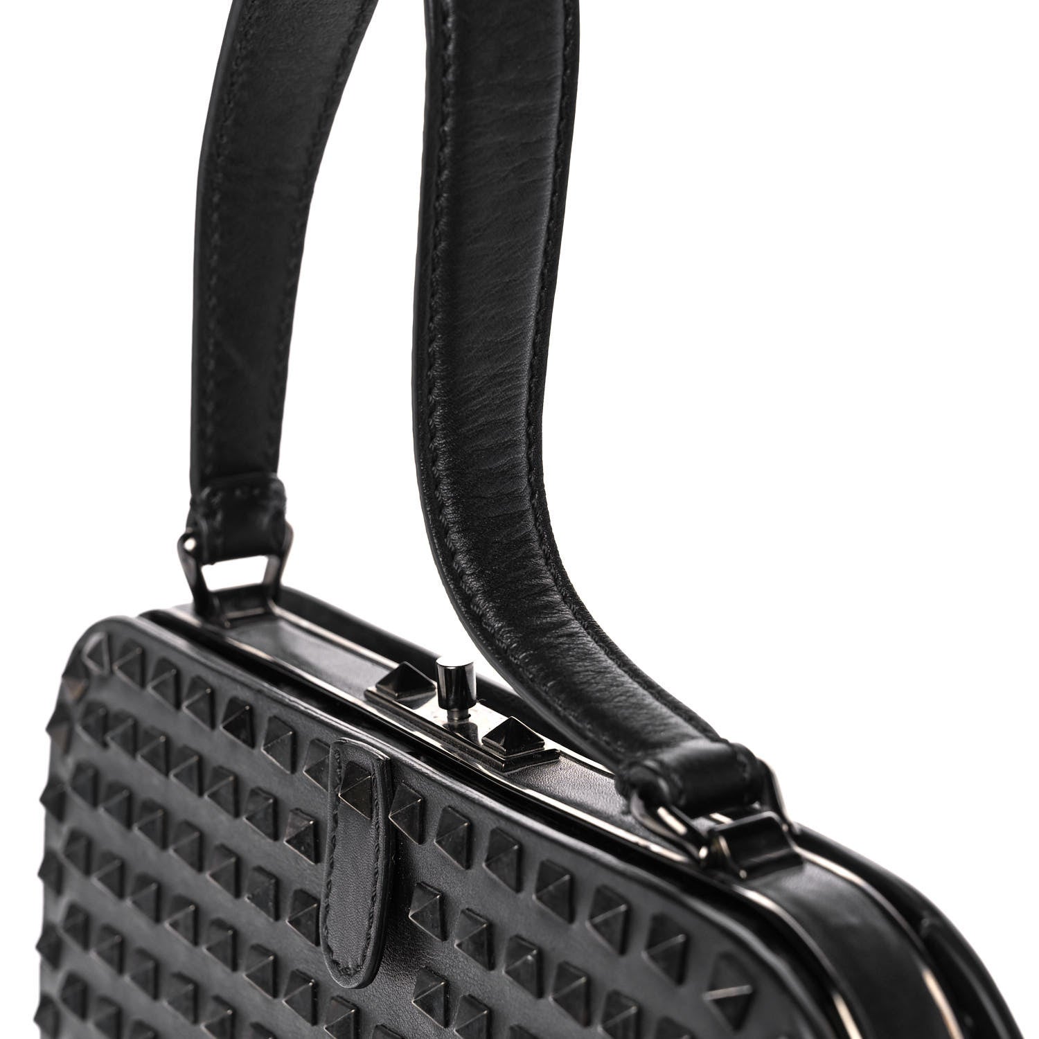 Valentino Garavani Vitello Rockstud All Over Top Handle Bag Black 12 of 13
