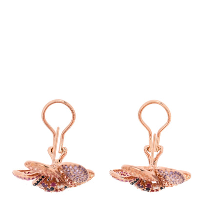 Parker & West by FASHIONPHILE 18K Rose Gold Diamond Rainbow Sapphire Flower Earrings 3 of 5