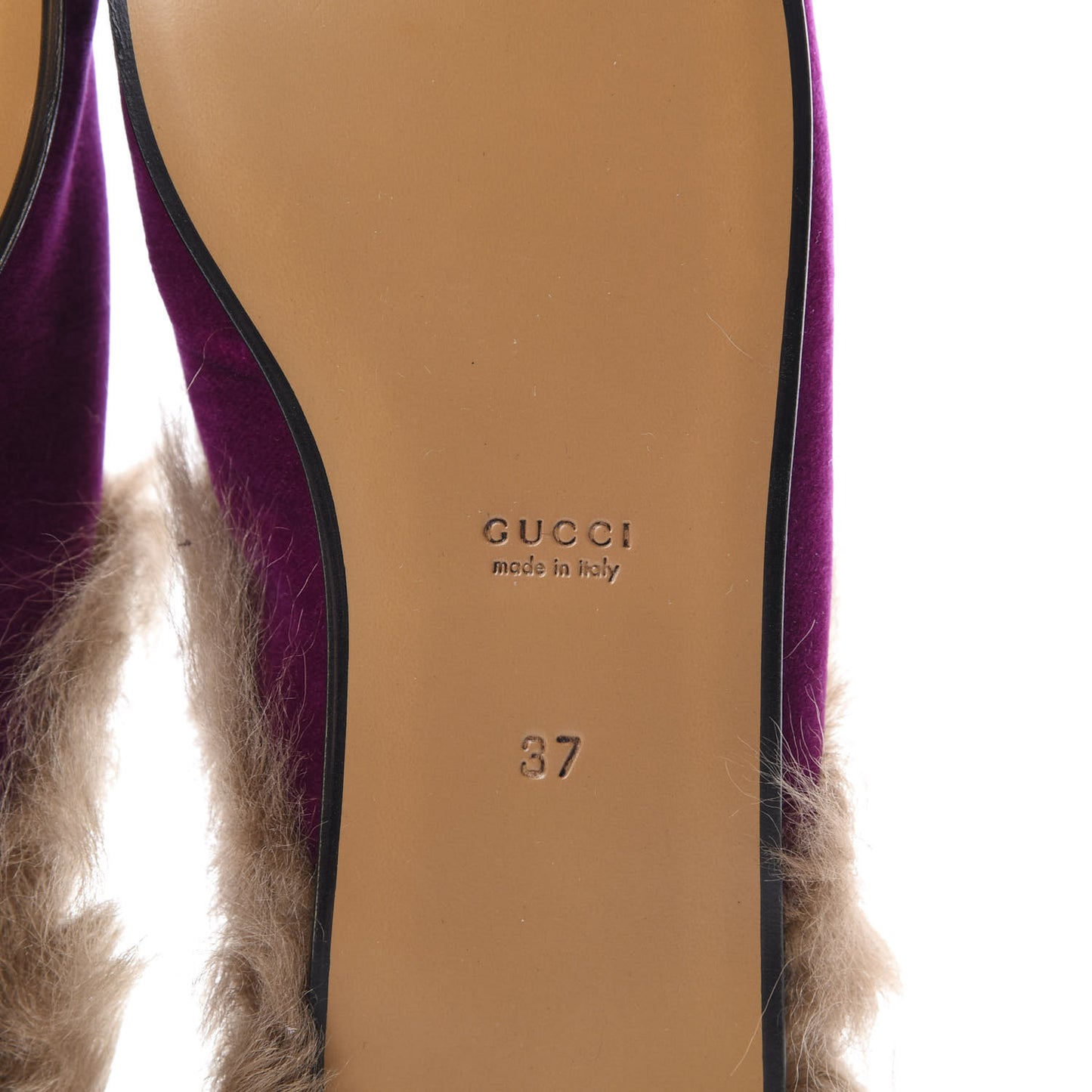 Velvet Fur Womens Princetown Slippers 37 Fucsia Violet Cyclamen Natural