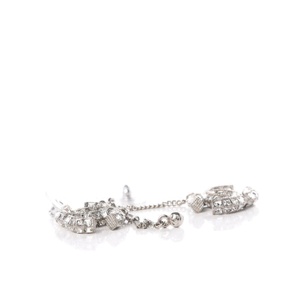 Chanel Baguette Crystal CC Drop Earrings Silver 4 of 6