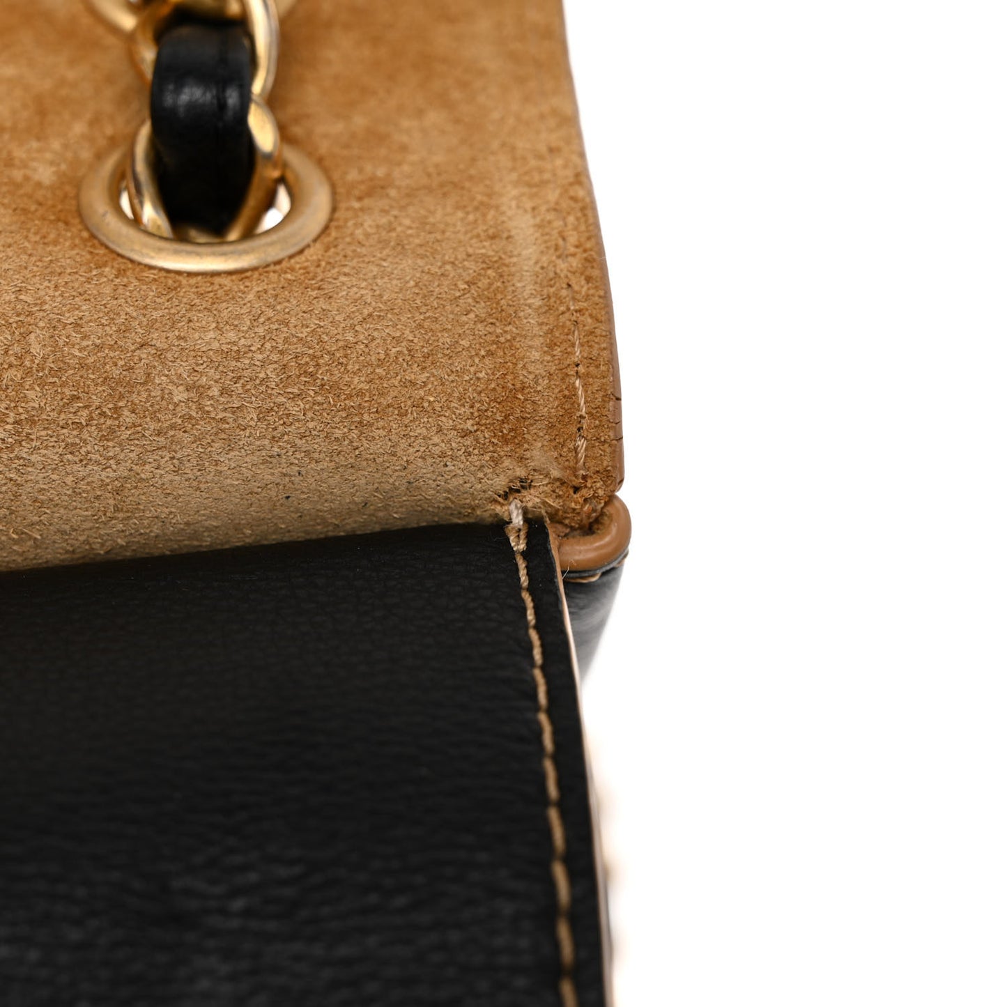 Calfskin Stitched Jumbo Double Flap Black