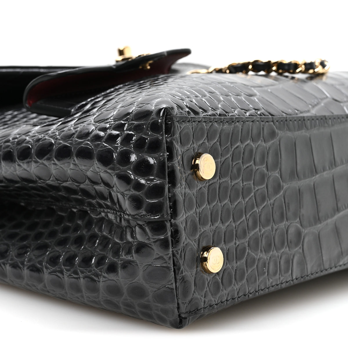 Calfskin Crocodile Embossed Fifth Avenue Maxi Flap Top Handle Bag Dark Grey