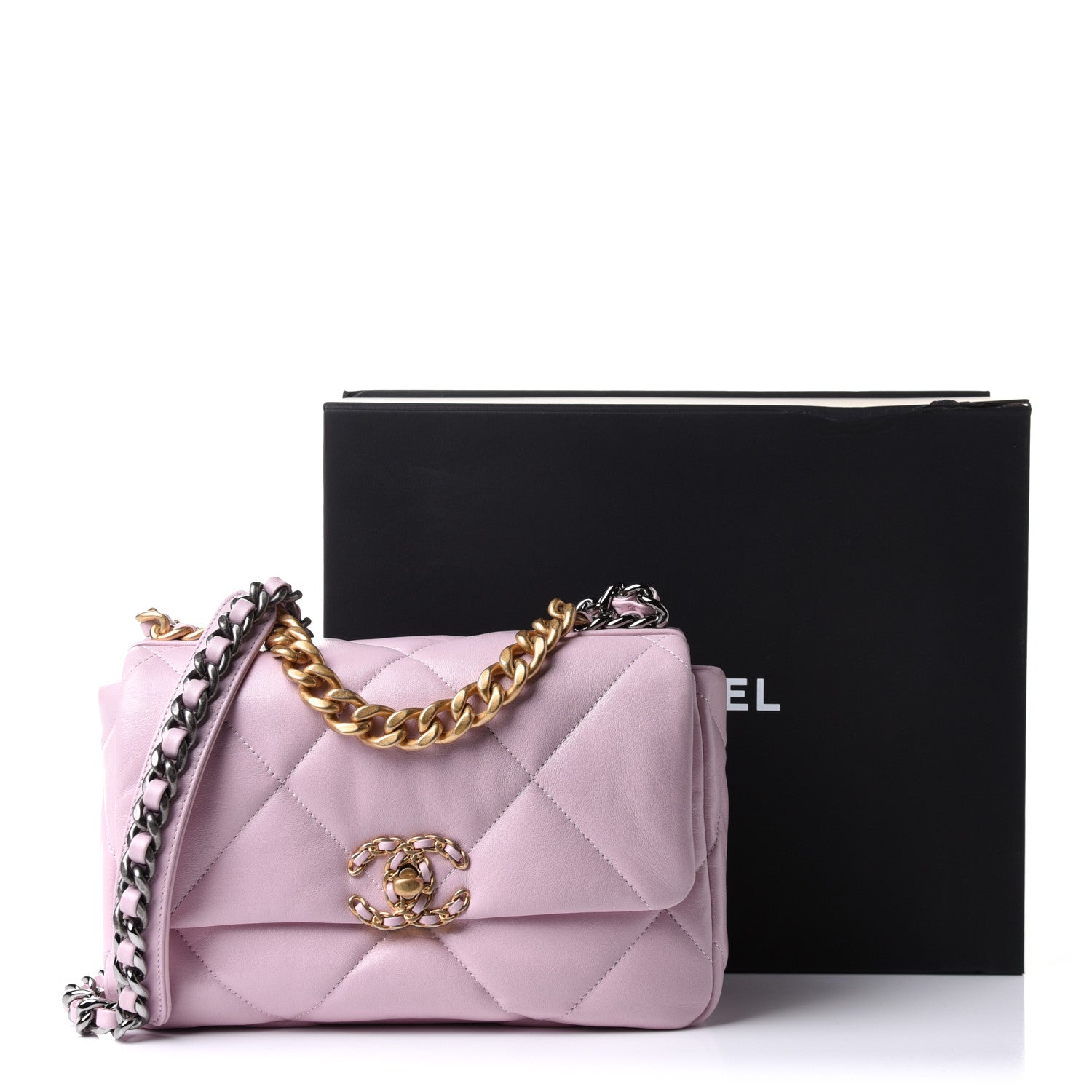 Chanel Lambskin Quilted Medium Chanel 19 Flap Light Pink 11 of 11