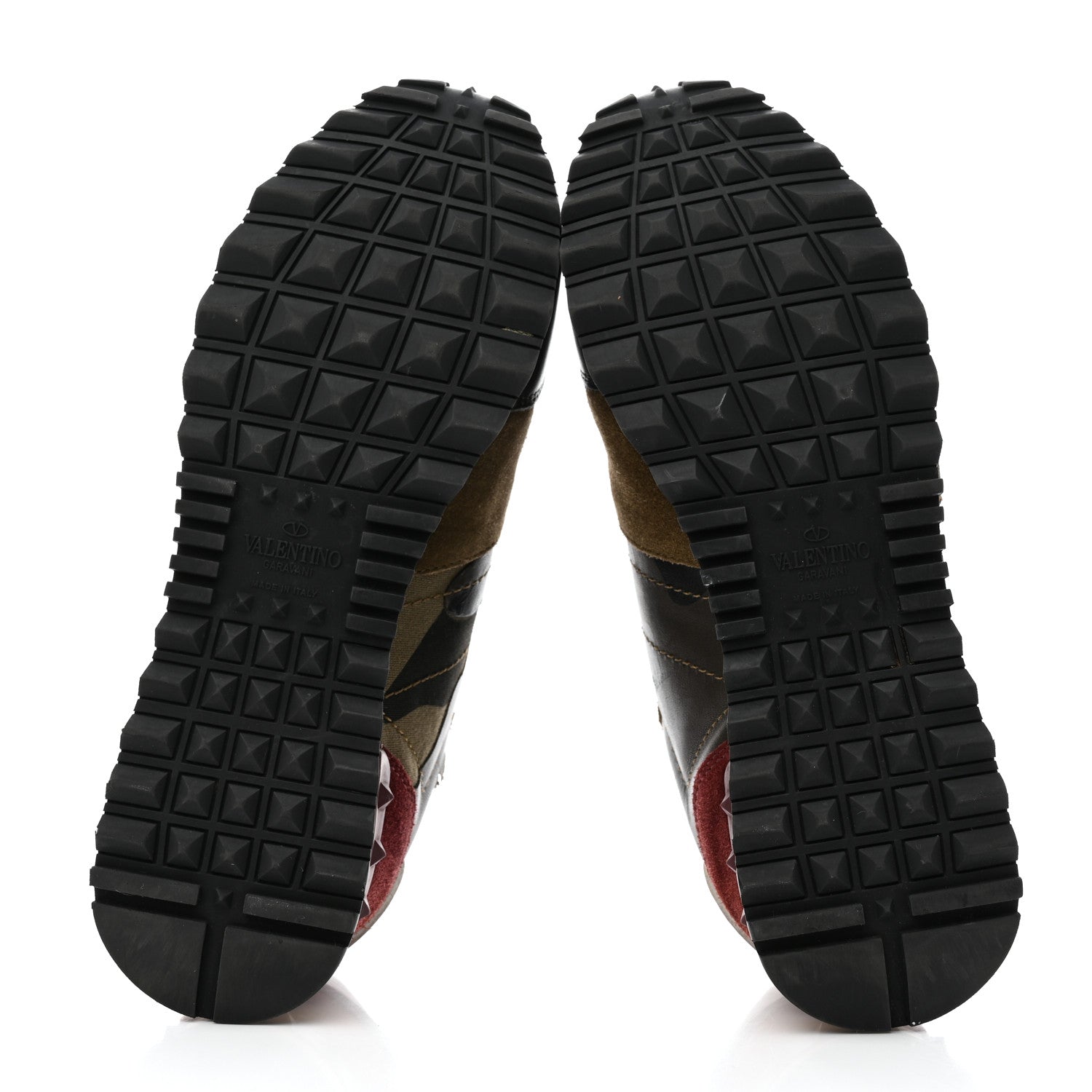 Valentino Garavani Nappa Suede Camouflage Womens Rockrunner Sneakers 37.5 Kaki Platine 5 of 8