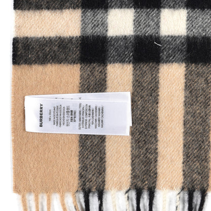 Burberry Cashmere Giant Check Fringe Scarf Archive Beige 4 of 4