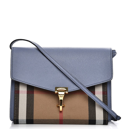 Burberry Derby Calfskin House Check Small Macken Crossbody Bag Slate Blue 1 of 8