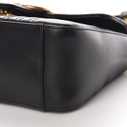 Gucci Calfskin Matelasse Mini GG Marmont Top Handle Shoulder Bag Black 10 of 11