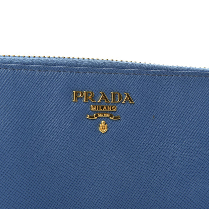 Prada Saffiano Metal Zip Around Wallet Cobalto 7 of 9
