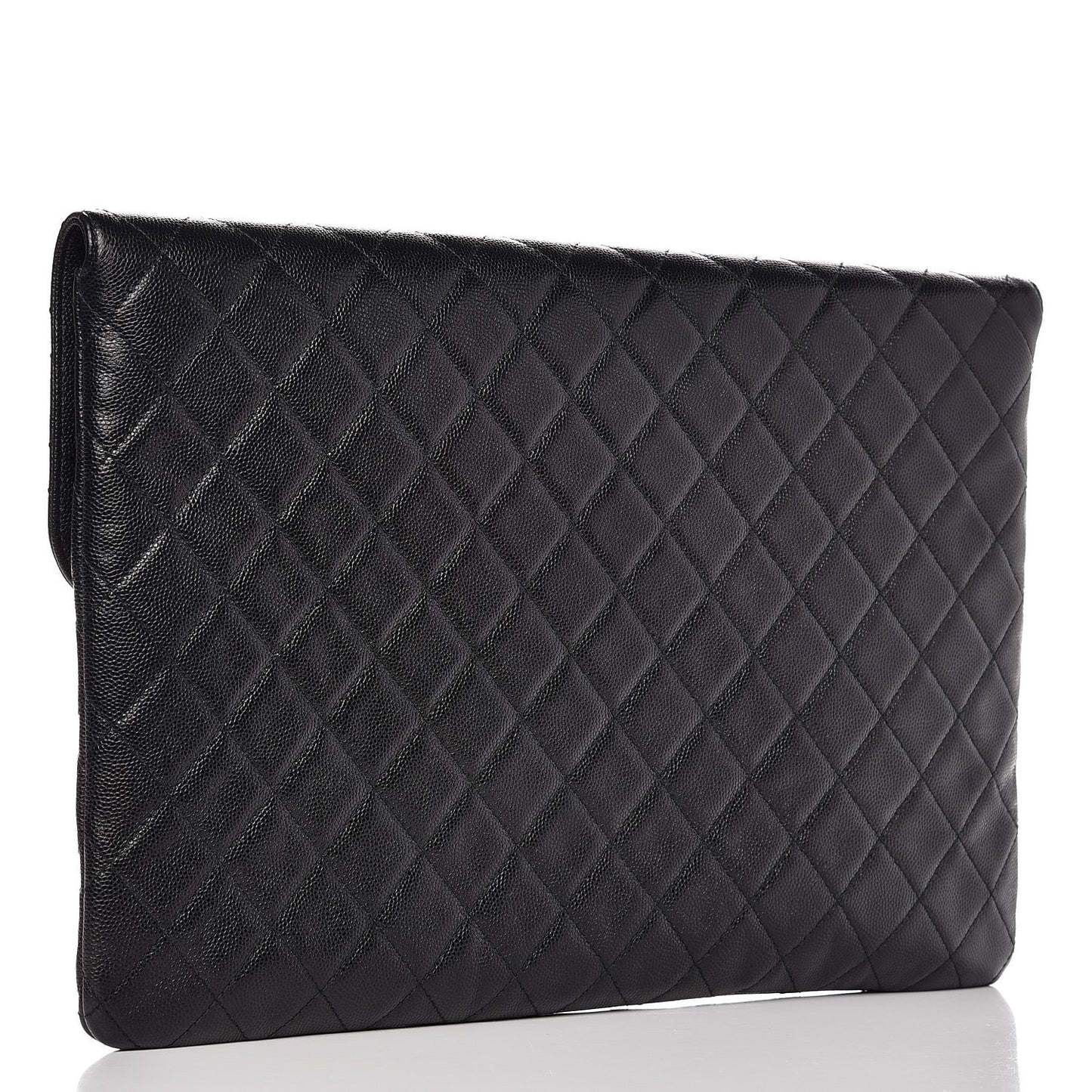 Caviar Quilted Large Golden Class Pouch Black